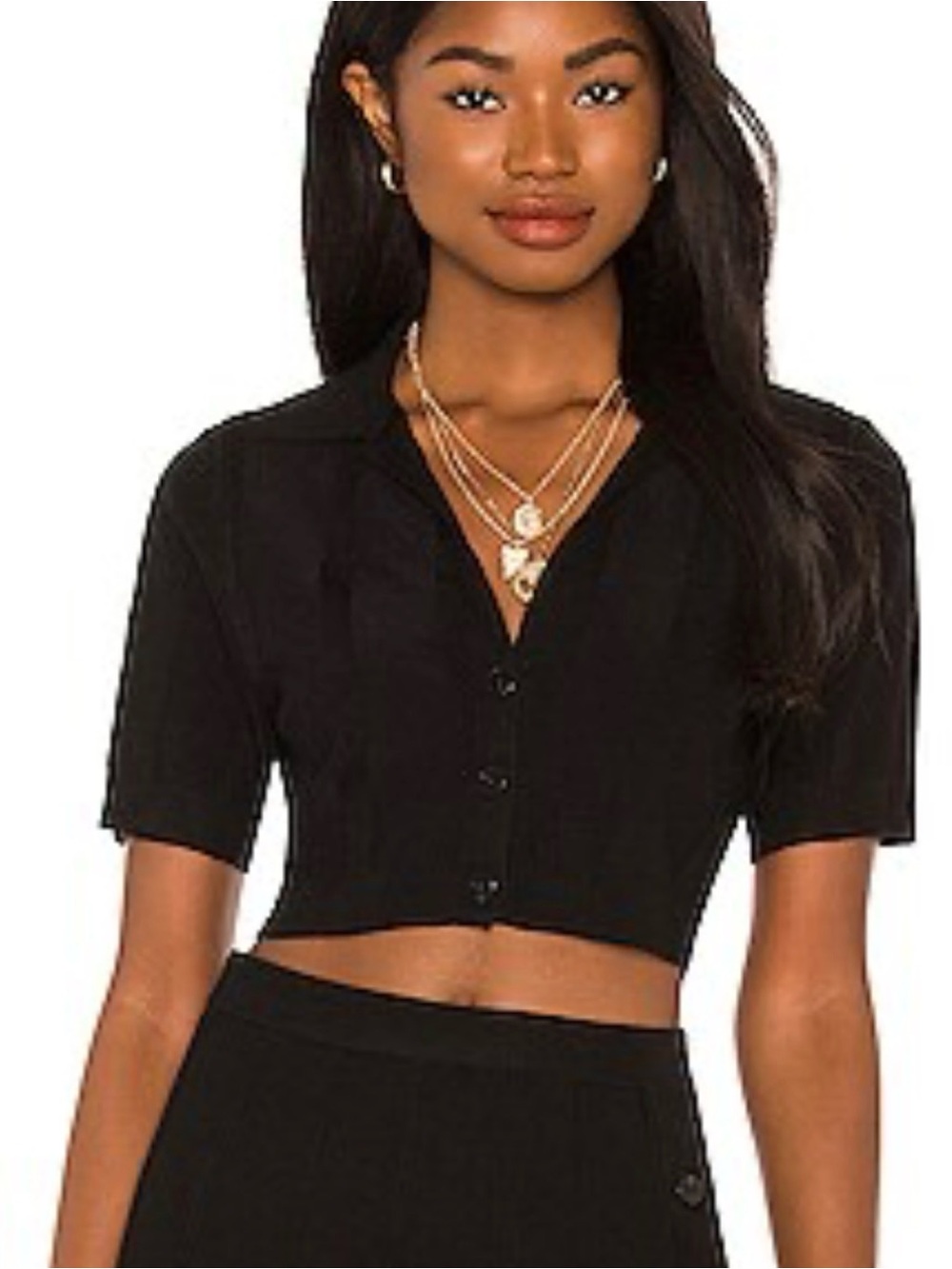 Devon Windsor Black Short-Sleeve Button Cardigan